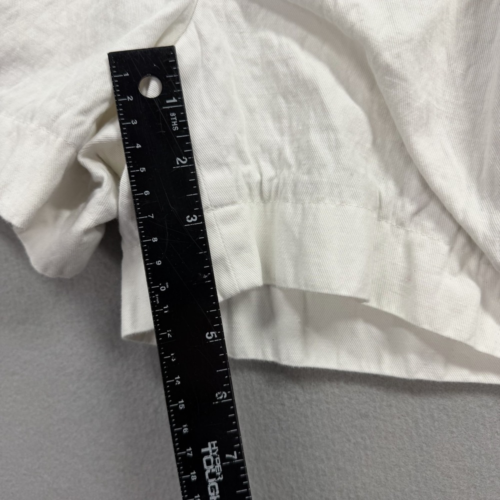 Vince High Waisted Shorts Women 2 White Canvas Pockets Linen Blend Pleated Front - Picture 5 of 10